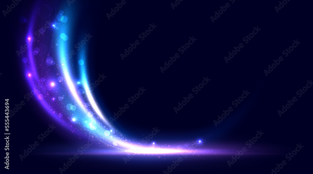 Poster modern abstract light lines effect. colorful dynamic motion background. futuristic technology patter