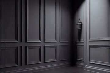 gray lacquered wall with wainscoting ideal for backgrounds