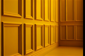 Fototapeta premium yellow lacquered wall with wainscoting ideal for backgrounds