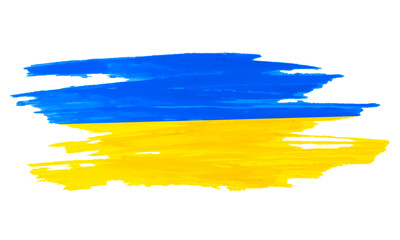 Vector hand painted ukraine flag colors isolated on white background