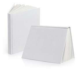 White hard cover books, isolated on white background