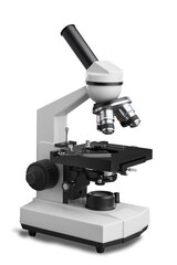 Laboratory equipment concept. Classic scientist microscope