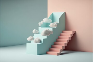Digital illustration about cloud and ladder.