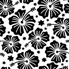 Silhouette of a floral pattern seamless tile  pastel  cut file  black and white