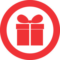 Red gift in a circle without background vector