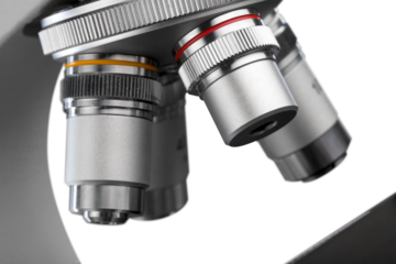 Laboratory equipment concept. Classic scientist microscope