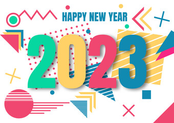 Creative New Year 2023 Design Abstract Background 80s 90s Vector