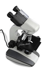 Laboratory equipment concept. Classic scientist microscope