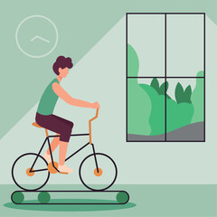 woman doing exercise on bike