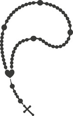 Fototapeta premium Rosary bead silhouette. Prayer jewelry for meditation. Catholic chaplet with a cross. Religion symbol. 