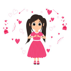 Girl giving love, vector illustration