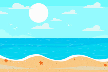 Fototapeta na wymiar Vector background, summer landscape of the sea, ocean coast