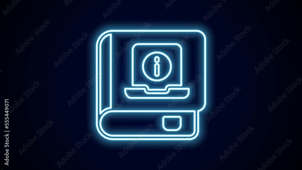 Poster glowing neon line user manual icon isolated on black background. user guide book. instruction sign. 