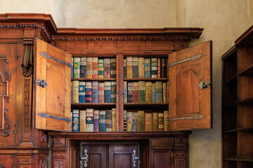 Medieval Library. Background with selective focus and copy space