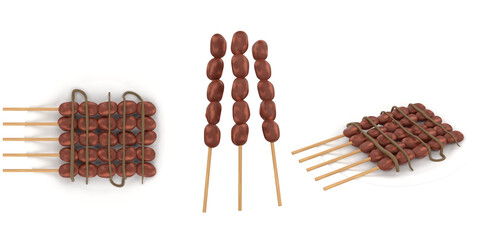 3D rendering of Satay from Indonesian Cuisine transparent background