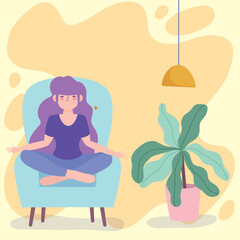 Obraz na płótnie Canvas relaxing girl in armchair