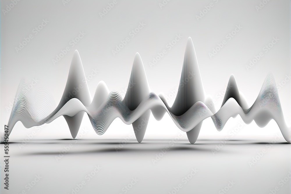 Poster a white wave of sound on a white background with a blue border around it and a white background with