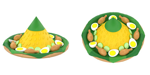 3D rendering of Tumpeng from Indonesian Cuisine transparent background