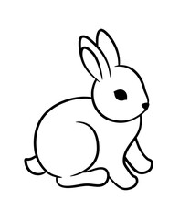 Little bunny outline drawing. Cute rabbit line art icon. Chinese New Year. 2023 year symbol. Rabbit silhouette black stroke on white background. Year of the rabbit. Cute bunny logo spring animal sign.