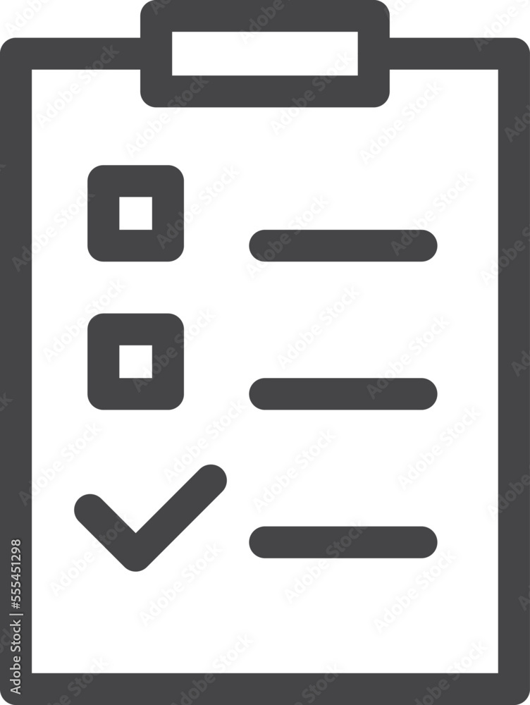 Aufkleber checklist icon. paper document with checkmark linear symbol