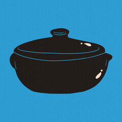 clay pan "panela de barro" blue background