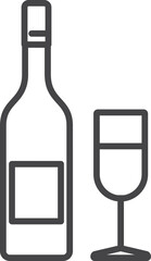 Wine bottle and glass icon. Alchohol drinking symbol