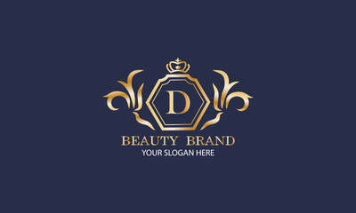 Elegant luxury initial letter D logo template for fashion, boutique, cafe, hotel, heraldry, jewelry and other vector illustrations