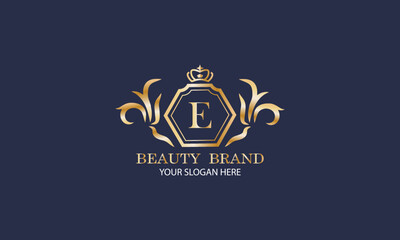 Elegant luxury initial letter E logo template for fashion, boutique, cafe, hotel, heraldry, jewelry and other vector illustrations