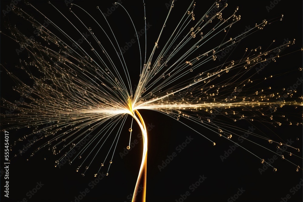Poster a large yellow flower with lots of tiny dots on it's petals and stems., generative ai
