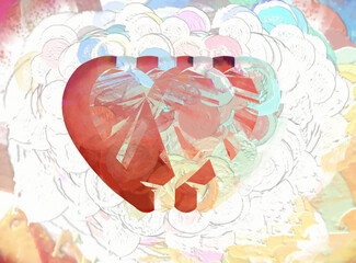 3D Rendering Romantic Heart Background