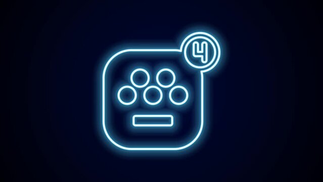 Glowing neon line Taxi mobile app icon isolated on black background. Mobile application taxi. 4K Video motion graphic animation