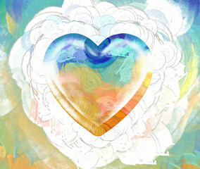 3D Illustration Hearts Romantic Background