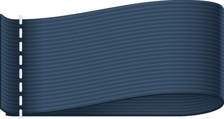 Blue textile tag. Realistic blank ribbon mockup