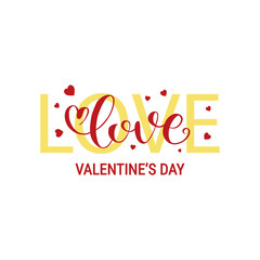 Love lettering. Happy Valentine's day. Vector illustration with word love for greeting card