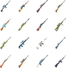 Sniper weapon icon flat vector. Army gun. Assault rifle isolated