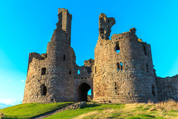 Ancient castle ruins in Northumberland