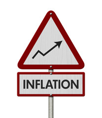 Inflation red warning road sign