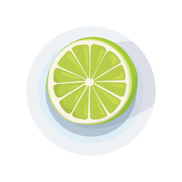 green lime slice on white plate clip art preview