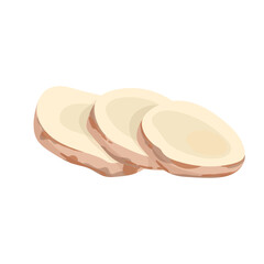Galangal three slices icon. Ginger spice sliced. Thai and Asian cuisine.