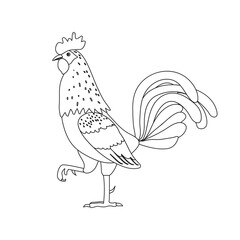 Rooster silhouette icon. Cockerel as a symbol or mascot for children's books, fashion design and postcards with lettering.