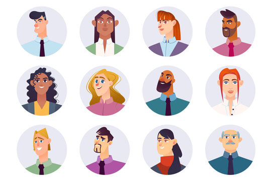 Business staff characters avatars isolated set. Businessman and businesswoman. Diverse men and women, colleagues working in team in company. Illustration with people in flat cartoon design