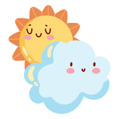 sun and cloud kawaii weather