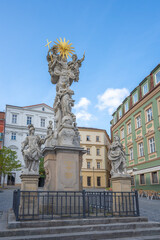 Fototapeta na wymiar Holy Trinity Column at Cabbage Market Square (Zelny trh) - Brno, Czech Republic