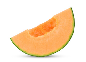 Slice of cantaloupe melon isolated on white background. - obrazy, fototapety, plakaty