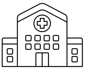 szpital ikona, ikona szpitala, dom zdrowia, placówka medyczna, budynek szpitalny - obrazy, fototapety, plakaty