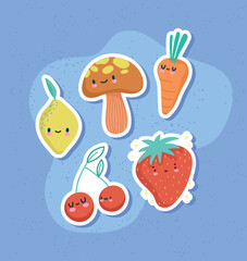 Fruit stickers illustrations