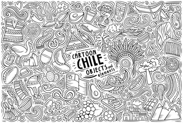 Set of Chile traditional symbols and objects