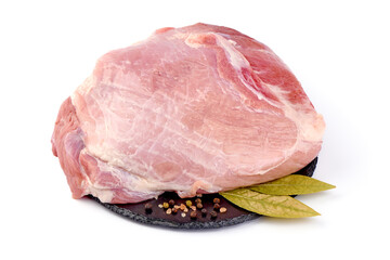 Raw pork meat isolated on white background.