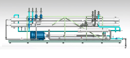 SEA WATER REVERSE OSMOSIS 3D RENDERING ILLUSTRATION