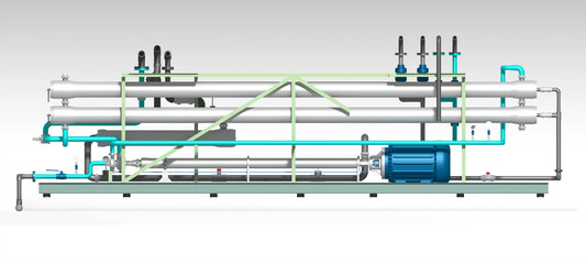 Fototapeta premium SEA WATER REVERSE OSMOSIS 3D RENDERING ILLUSTRATION
